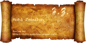 Hohl Zebulon névjegykártya